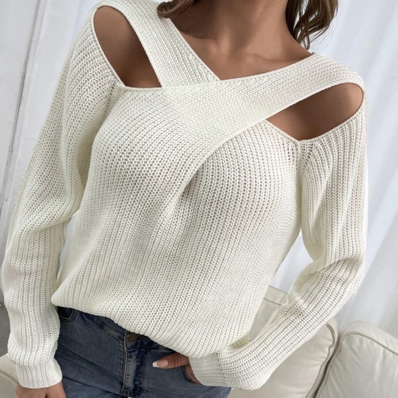 Bellanblue Sweaters - Boho Cream Cut out Oversized Knit Sweater Top